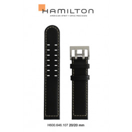 Correa de reloj Hamilton H70505733 / H001.70.505.733.11 Cuero Negro 20mm